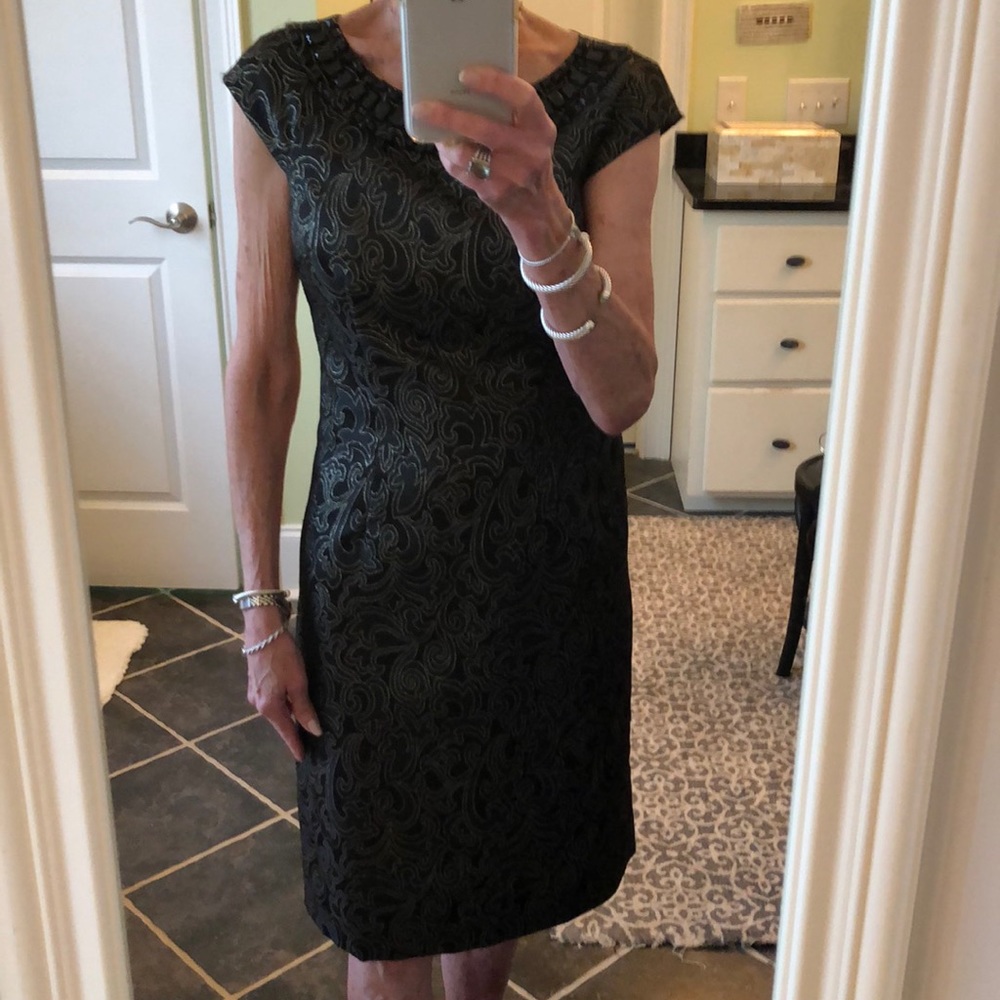 BLACK BEADED COCKTAIL DRESS sz 6 NWT